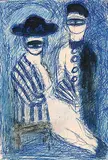 Rose Wiselberg, Untitled - The Masque Ball, ink and watercolour on paper