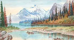Frank Yeates, Maligne Lake, watercolour on paper