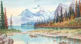 Frank Yeates, Maligne Lake, watercolour on paper