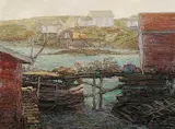 Donald Besco, Fogo Island, Nfld. [Lobster Traps], oil on hard board
