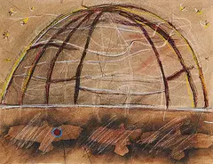 Joane Cardinal-Schubert, Eagle Night Watch, 1985, mixed media on paper