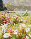 Wild Roses and Daisies Along the Shore, St. Irenee, Quebec by Horace Champagne, 1998, pastel on paper, sold Nov 2001
