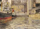 Albert Edward Cloutier, Montreal Harbour 1961, 1961, oil on hard board