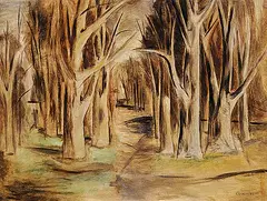 Stanley Morel Cosgrove, Untitled - Forest Scene, 1949, oil on hard board