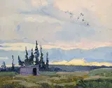 Orestes de Grandmaison, Untitled - Geese at Sunset