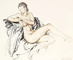 William Russell Flint, Prunella, 1942, coloured chalk on paper