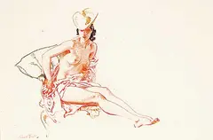 William Russell Flint, Amelia, 1942, coloured chalk on paper