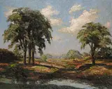 Eva Bell-Smith Hills, Untitled - Grazing Cattle in Summer Landscape, oil on canvas