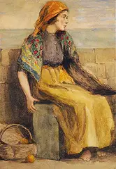 Edith Hughe, Untitled - Woman at the Seashore, watercolour on paper