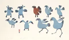 Kiakshuk, Nine Arctic Birds #38/50, 1960, colour stencil on paper