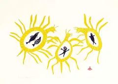 Sea Monsters #2/50 by Helen Kalvak, 1969, colour relief print on paper, sold Nov 2001