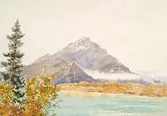 Laurence Morris Lambe, Untitled - Rocky Mountain with Church, 1897, watercolour on paper