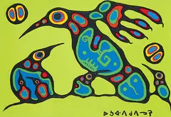 Norval Morrisseau, Thunderbird and Young, 1978, acrylic on canvas