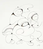 Daphne Odjig, Untitled - Three Walking Figures, 1982, watercolour and ink on paper