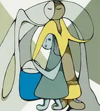 Daphne Odjig, Fetching Water #114/125, 1981, colour silkscreen on paper