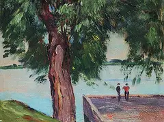 Robert Pilot, Untitled - Ile aux Noix, 1939, oil on solid panel