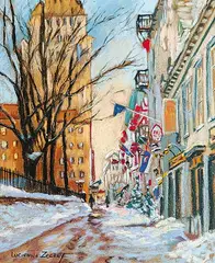 Dans les Rues de Quebec by Lucienne Boucher Zegray, 2000, pastel on paper, sold Nov 2001