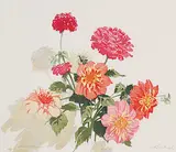 A.C. and Barbara Leighton - Barleigh, Fall Flowers #6/100, colour wood block on paper