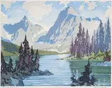 A.C. and Barbara Leighton - Barleigh, Emerald Lake #66/100, colour wood block on paper