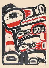 Freda Diesing, Haida Bear and Cubs #94/200, 1977, colour silkscreen on paper