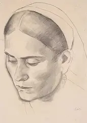 E. Eric Goldberg, Untitled - Study of a Woman's Face, graphite on paper