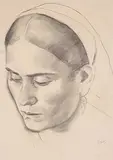 E. Eric Goldberg, Untitled - Study of a Woman's Face, graphite on paper