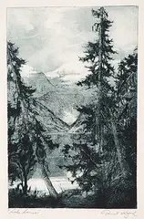 William Garnet Hazard, Lake Louise, etching on paper
