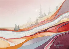 Deryk Houston, Untitled - Stylized Mountains, watercolour on paper