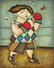 Steven Lamb, Cassius, 1999, mixed media on press board