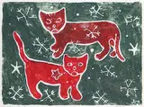 Janet Mitchell, Two Cats #2/12, 1965, colour clay print on paper