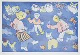 Janet Mitchell, Fun at Casa Claus #A.P., 1986, colour etching on paper