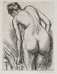 Ernst Neumann-Neander, Untitled - Nude, 1947, etching on paper