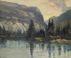Otto Planding, Untitled - Northern Lake, oil on board