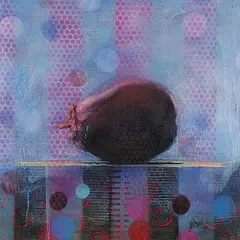 Eggplant by Les Thomas, 2000, mixed media on press board, sold Nov 2001