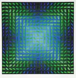 Victor Vasarely, Untitled - Blue and Green Abstract #45/100
