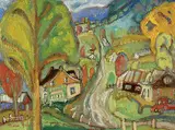 Pierre Bedard, Scene d'Automne, oil on particle board