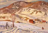 Afternoon, Early Spring, Hubendeau P.Que. by George Lorne Holland Bouchard, oil on canvas board, sold May 2001