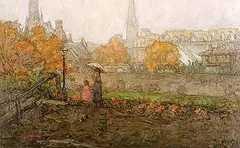 Donald Besco, Rainy Day, Grand River, Galt, ONT., oil on canvas