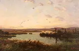 Roland Gissing, Untitled - Geese Over a Marsh