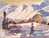 Ellen Kirk Grayson, Farm in Winter in Rockies [near Taft], oil on canvas board