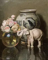 Jules-Alexandre Grün, Untitled - Still Life with Elephant, oil on canvas