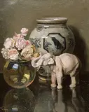 Jules-Alexandre Grün, Untitled - Still Life with Elephant, oil on canvas