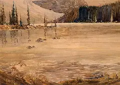 Reginald Llewellyn Harvey, Untitled - Glacier Fed Mountain Lake, watercolour on paper