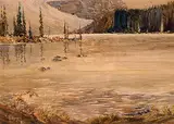 Reginald Llewellyn Harvey, Untitled - Glacier Fed Mountain Lake, watercolour on paper