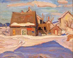 A. Y. Jackson, St. Lawrence North Shore, Village in Spring, 1935, oil on panel