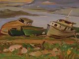 A. Y. Jackson, Old Boats at Batchewana Point, 1955, oil on panel