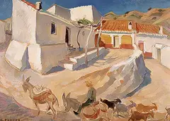 George Douglas Pepper, Andalusian Village 2, 1950, oil on canvas board