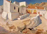 George Douglas Pepper, Andalusian Village 2, 1950, oil on canvas board