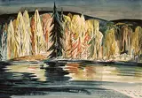 Carl Schaefer, Late Night on Raven Lake, 1964, watercolour on paper