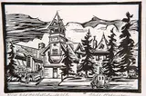 Clifford Foard Robinson, Old Firehall, Banff, Alta. #37/75, wood block on paper